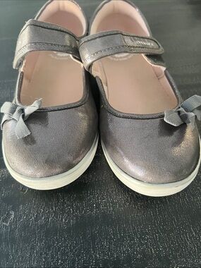 Livie & Luca Shimmery Gray Mary Jane Flats with Bow